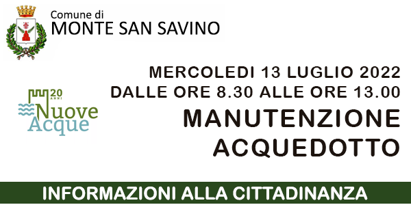 Manutenzione su acquedotto - 13 Luglio 2022